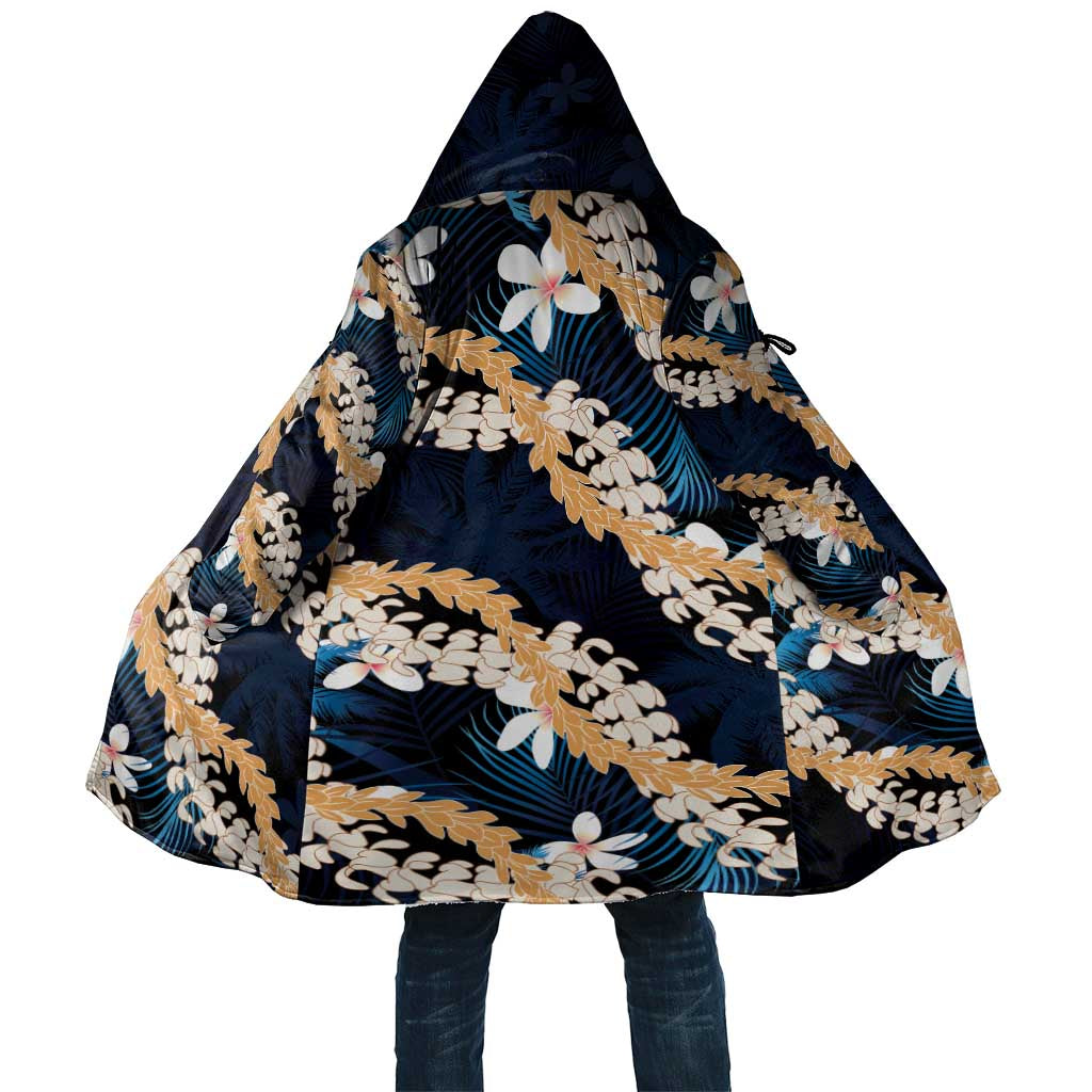 Puakenikeni Maile Lei Cloak Frangipani Blue Tropical Leaves LT01 Unisex Blue - Polynesian Pride