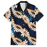 Puakenikeni Maile Lei Family Matching Mermaid Dress and Hawaiian Shirt Frangipani Blue Tropical Leaves