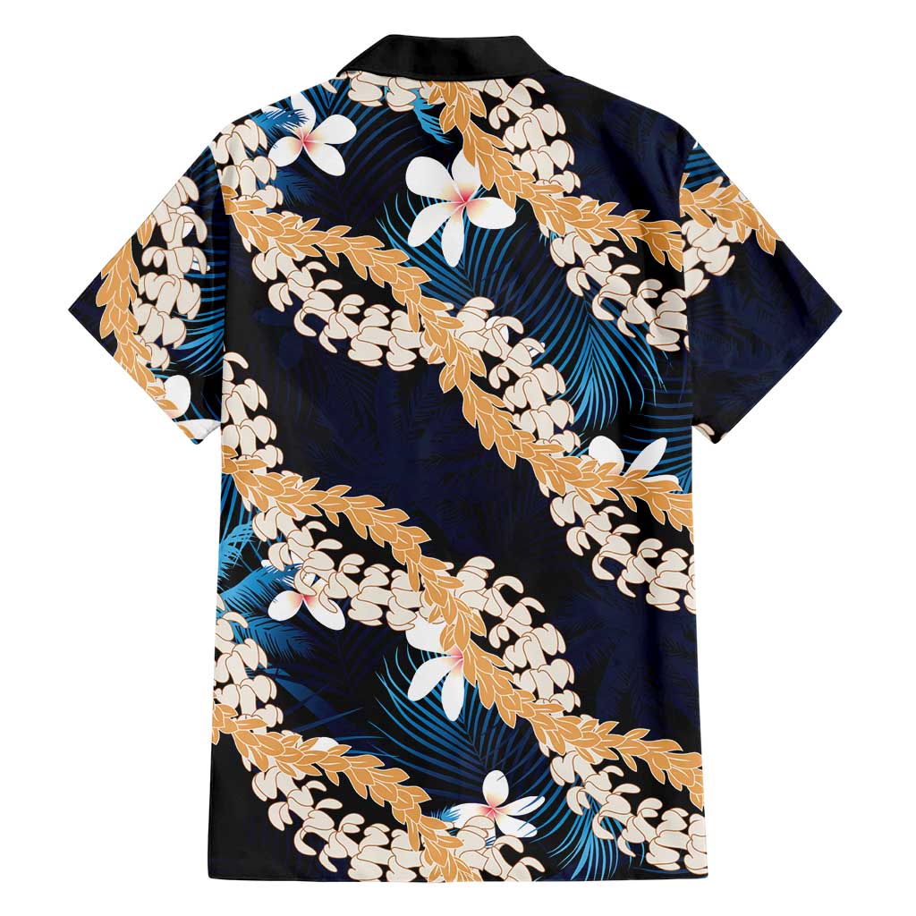 Puakenikeni Maile Lei Family Matching Mermaid Dress and Hawaiian Shirt Frangipani Blue Tropical Leaves
