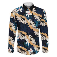 Puakenikeni Maile Lei Family Matching Mermaid Dress and Hawaiian Shirt Frangipani Blue Tropical Leaves