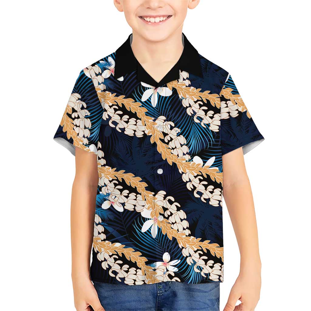 Puakenikeni Maile Lei Family Matching Mermaid Dress and Hawaiian Shirt Frangipani Blue Tropical Leaves