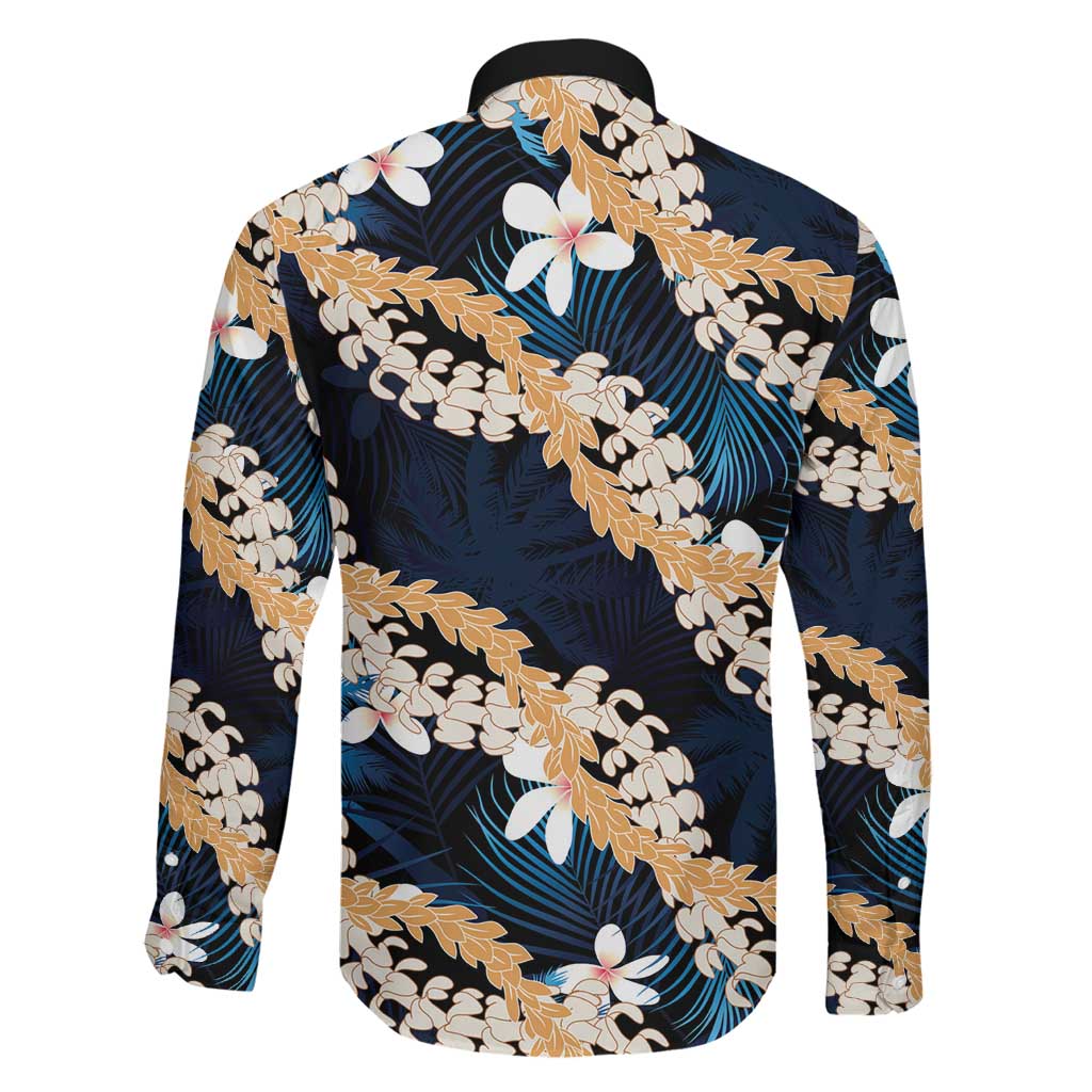 Puakenikeni Maile Lei Family Matching Off Shoulder Maxi Dress and Hawaiian Shirt Frangipani Blue Tropical Leaves LT01 - Polynesian Pride