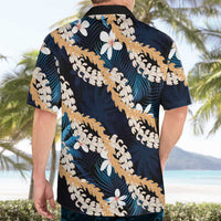 Puakenikeni Maile Lei Hawaiian Shirt Frangipani Blue Tropical Leaves LT01 - Polynesian Pride