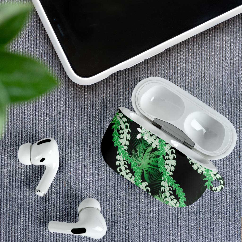 Puakenikeni Maile Lei AirPods Case Frangipani Green Tropical Leaves LT01 - Polynesian Pride