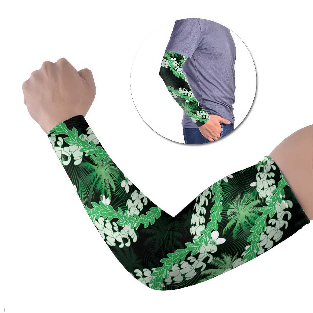 Puakenikeni Maile Lei Arm Sleeves Frangipani Green Tropical Leaves