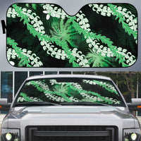 Puakenikeni Maile Lei Auto Sun Shade Frangipani Green Tropical Leaves