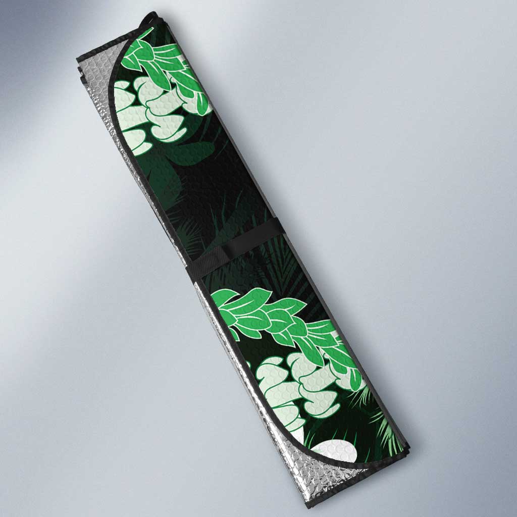 Puakenikeni Maile Lei Auto Sun Shade Frangipani Green Tropical Leaves