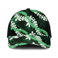 Puakenikeni Maile Lei Baseball Net Cap Frangipani Green Tropical Leaves