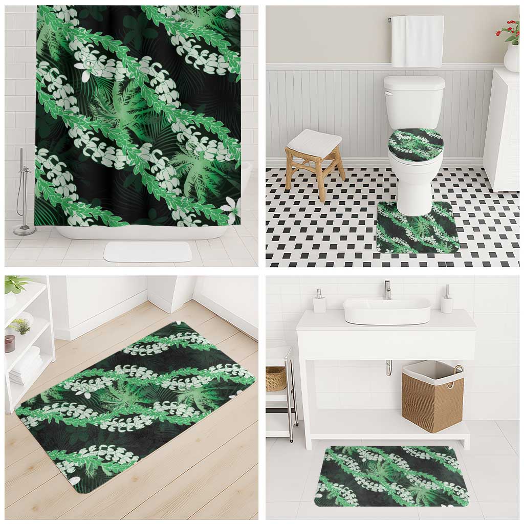 Puakenikeni Maile Lei Bathroom Set Frangipani Green Tropical Leaves