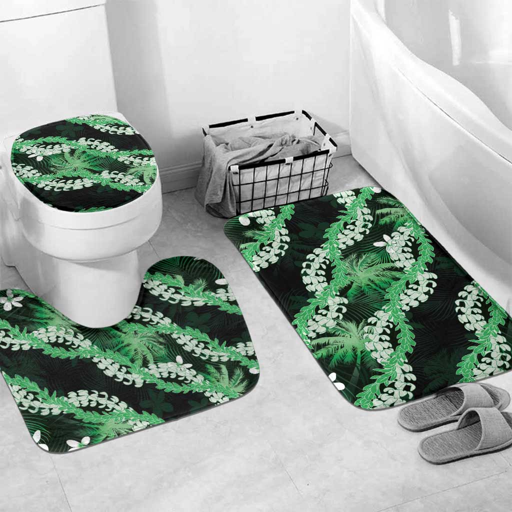 Puakenikeni Maile Lei Bathroom Set Frangipani Green Tropical Leaves