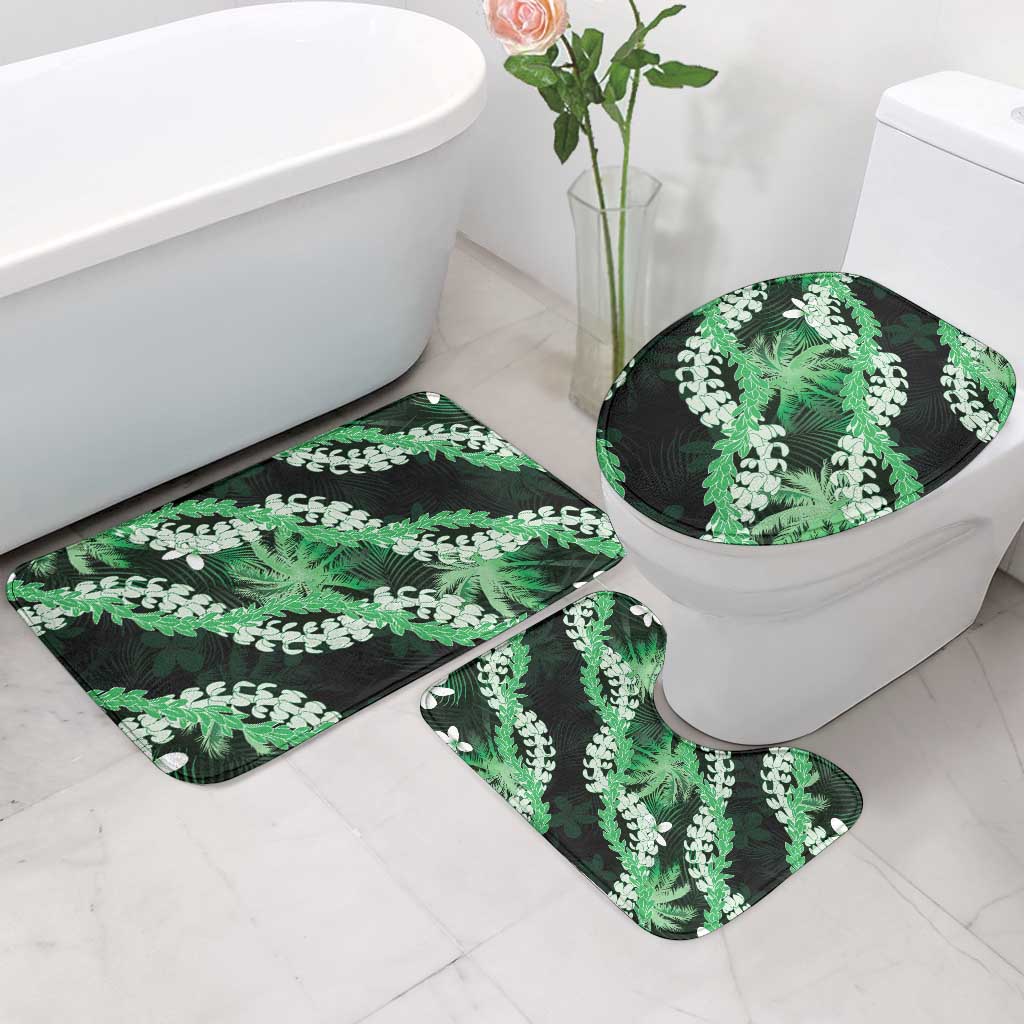 Puakenikeni Maile Lei Bathroom Set Frangipani Green Tropical Leaves