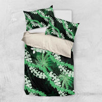 Puakenikeni Maile Lei Bedding Set Frangipani Green Tropical Leaves LT01 US Twin 172cm x 218cm Green - Polynesian Pride