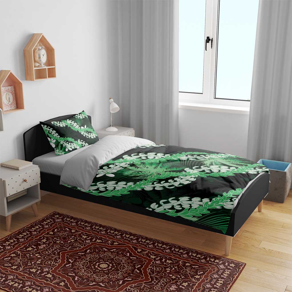 Puakenikeni Maile Lei Bedding Set Frangipani Green Tropical Leaves LT01 - Polynesian Pride