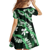 Puakenikeni Maile Lei Family Matching Mermaid Dress and Hawaiian Shirt Frangipani Green Tropical Leaves