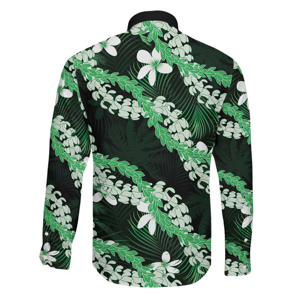 Puakenikeni Maile Lei Family Matching Mermaid Dress and Hawaiian Shirt Frangipani Green Tropical Leaves