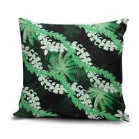 Puakenikeni Maile Lei Pillow Cover Frangipani Green Tropical Leaves