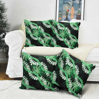 Puakenikeni Maile Lei Pillow Cover Frangipani Green Tropical Leaves