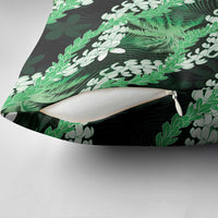 Puakenikeni Maile Lei Pillow Cover Frangipani Green Tropical Leaves
