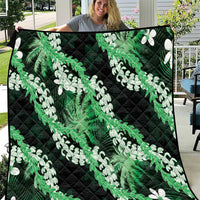 Puakenikeni Maile Lei Quilt Frangipani Green Tropical Leaves