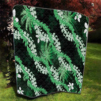Puakenikeni Maile Lei Quilt Frangipani Green Tropical Leaves