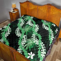 Puakenikeni Maile Lei Quilt Frangipani Green Tropical Leaves