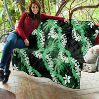 Puakenikeni Maile Lei Quilt Frangipani Green Tropical Leaves