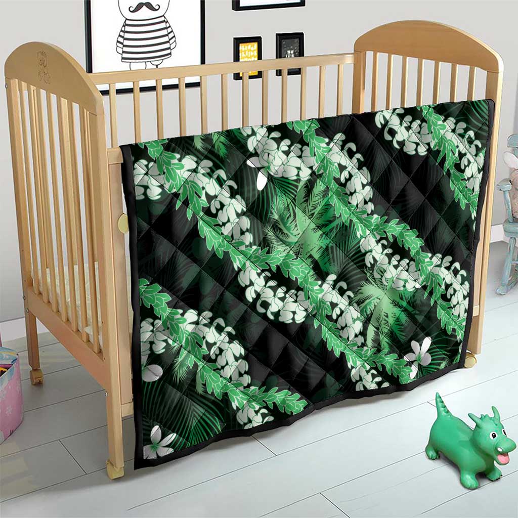 Puakenikeni Maile Lei Quilt Frangipani Green Tropical Leaves