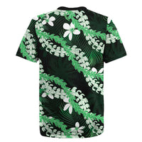 Puakenikeni Maile Lei Rugby Jersey Frangipani Green Tropical Leaves LT01 - Polynesian Pride