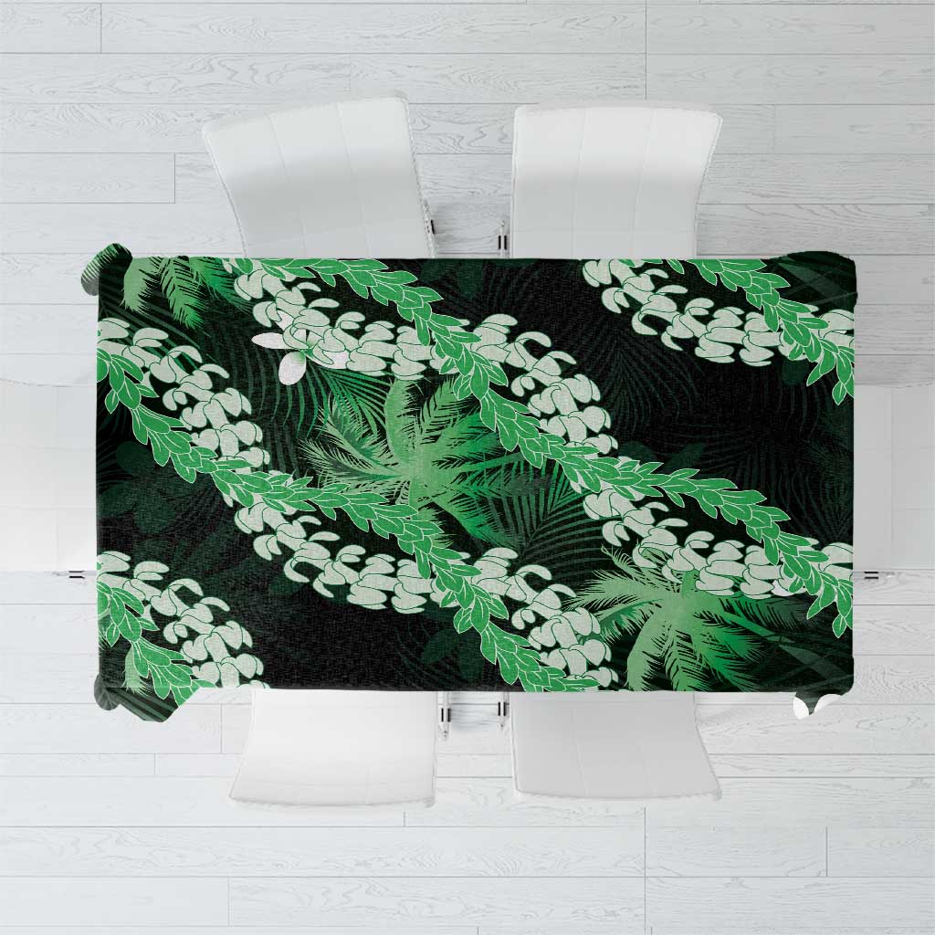 Puakenikeni Maile Lei Tablecloth Frangipani Green Tropical Leaves
