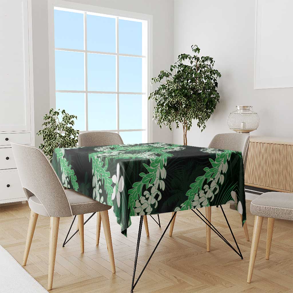 Puakenikeni Maile Lei Tablecloth Frangipani Green Tropical Leaves LT01 - Polynesian Pride