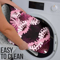 Puakenikeni Maile Lei Bathroom Set Frangipani Pink Tropical Leaves