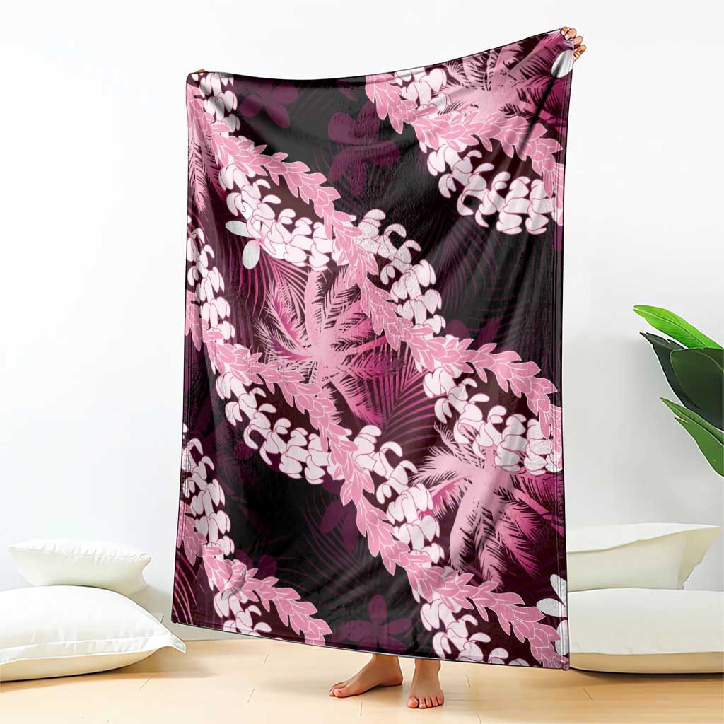 Puakenikeni Maile Lei Blanket Frangipani Pink Tropical Leaves