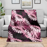 Puakenikeni Maile Lei Blanket Frangipani Pink Tropical Leaves