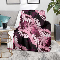 Puakenikeni Maile Lei Blanket Frangipani Pink Tropical Leaves