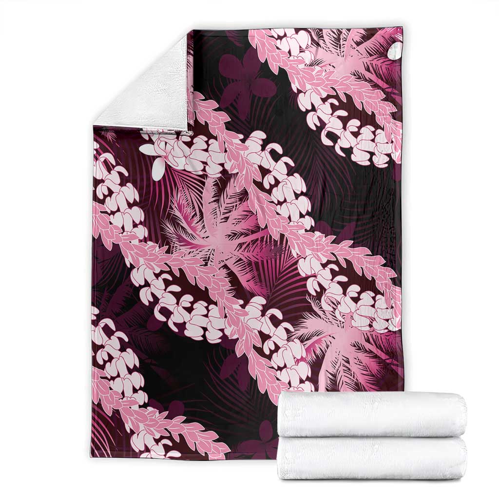 Puakenikeni Maile Lei Blanket Frangipani Pink Tropical Leaves