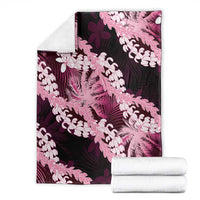Puakenikeni Maile Lei Blanket Frangipani Pink Tropical Leaves