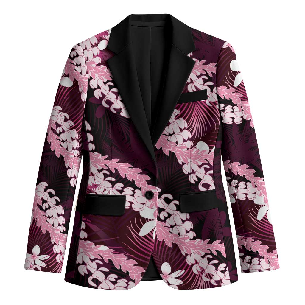 Puakenikeni Maile Lei Blazer Frangipani Pink Tropical Leaves