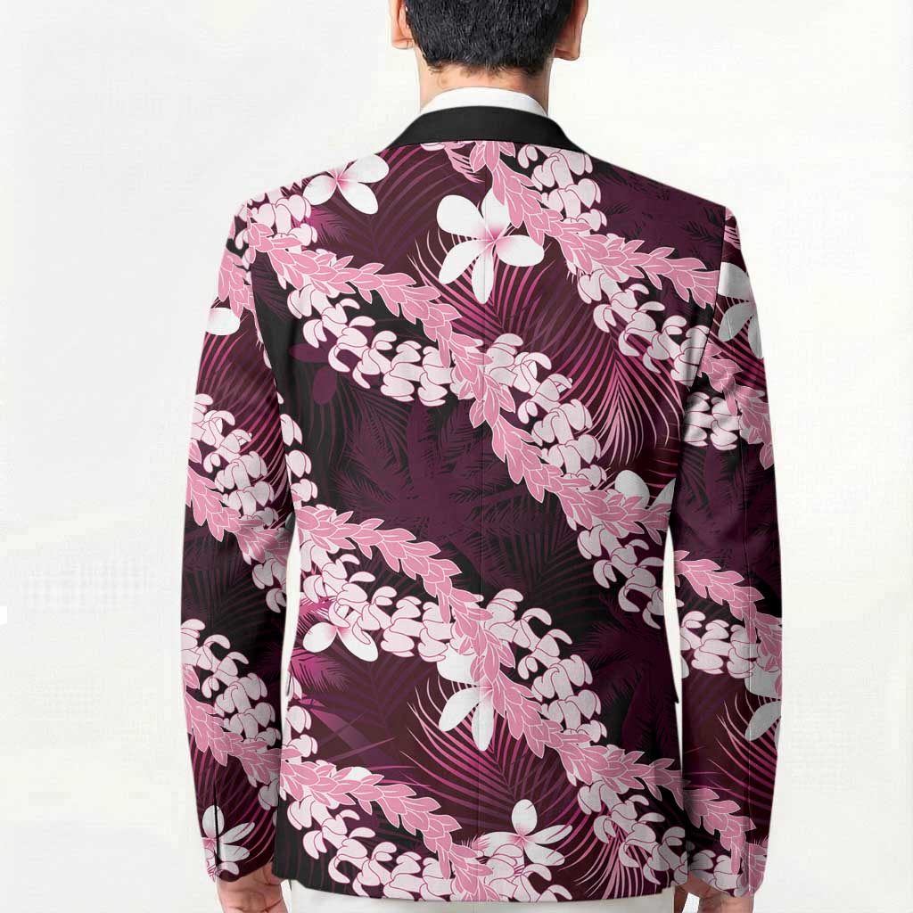 Puakenikeni Maile Lei Blazer Frangipani Pink Tropical Leaves