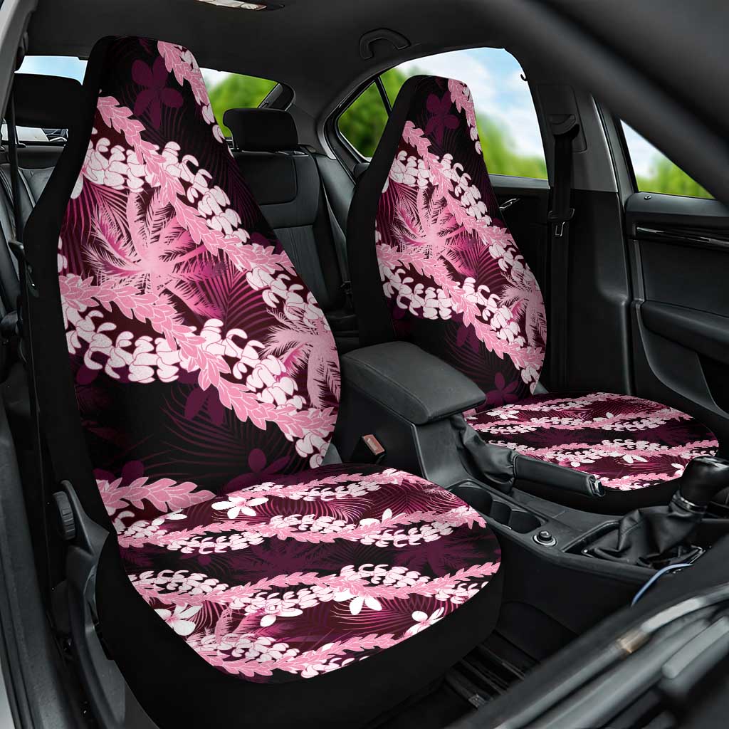 Puakenikeni Maile Lei Car Seat Cover Frangipani Pink Tropical Leaves