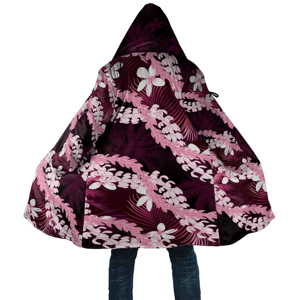 Puakenikeni Maile Lei Cloak Frangipani Pink Tropical Leaves LT01 Unisex Pink - Polynesian Pride