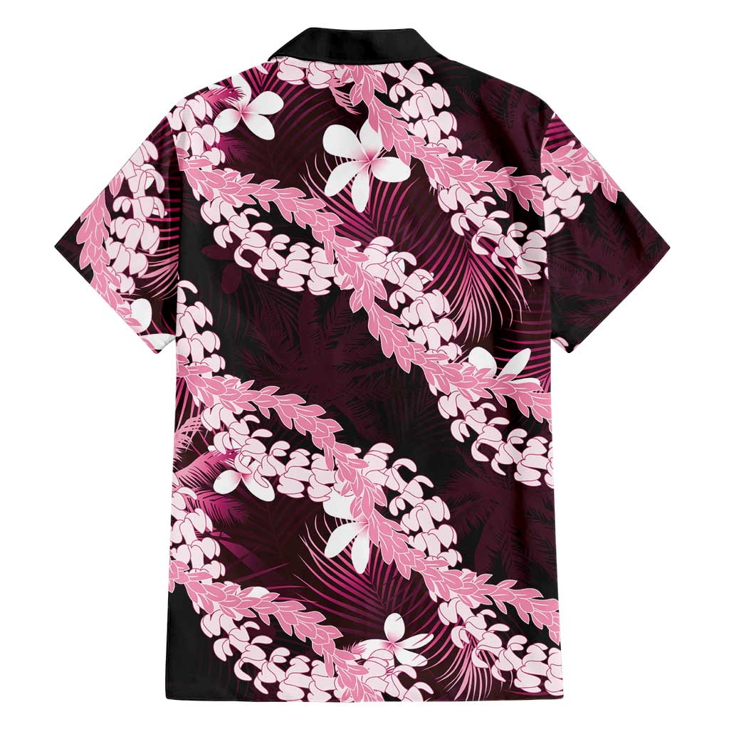 Puakenikeni Maile Lei Family Matching Tank Maxi Dress and Hawaiian Shirt Frangipani Pink Tropical Leaves