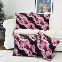 Puakenikeni Maile Lei Pillow Cover Frangipani Pink Tropical Leaves