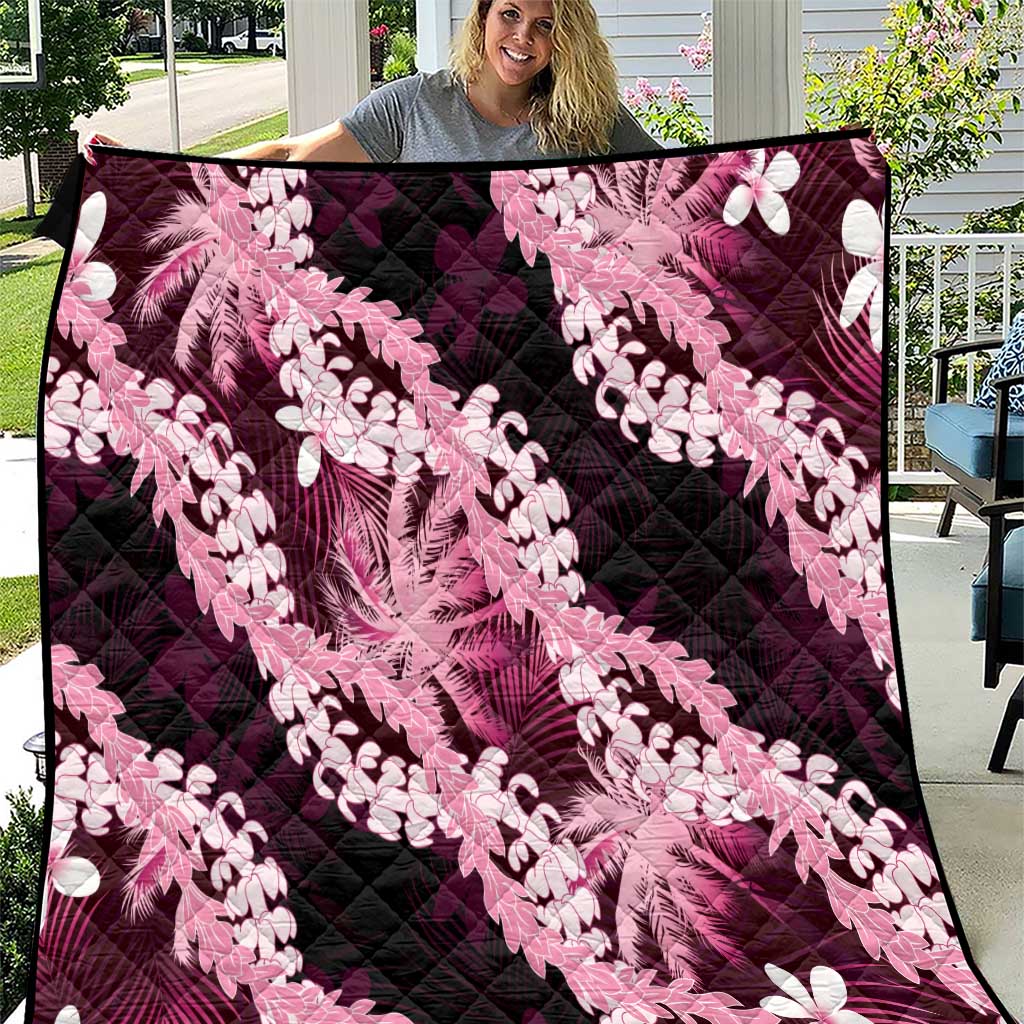 Puakenikeni Maile Lei Quilt Frangipani Pink Tropical Leaves LT01 Pink - Polynesian Pride