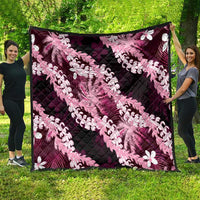 Puakenikeni Maile Lei Quilt Frangipani Pink Tropical Leaves LT01 - Polynesian Pride