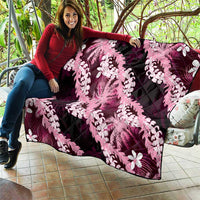 Puakenikeni Maile Lei Quilt Frangipani Pink Tropical Leaves LT01 - Polynesian Pride