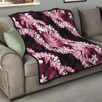 Puakenikeni Maile Lei Quilt Frangipani Pink Tropical Leaves LT01 - Polynesian Pride