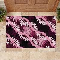 Puakenikeni Maile Lei Rubber Doormat Frangipani Pink Tropical Leaves LT01 Pink - Polynesian Pride
