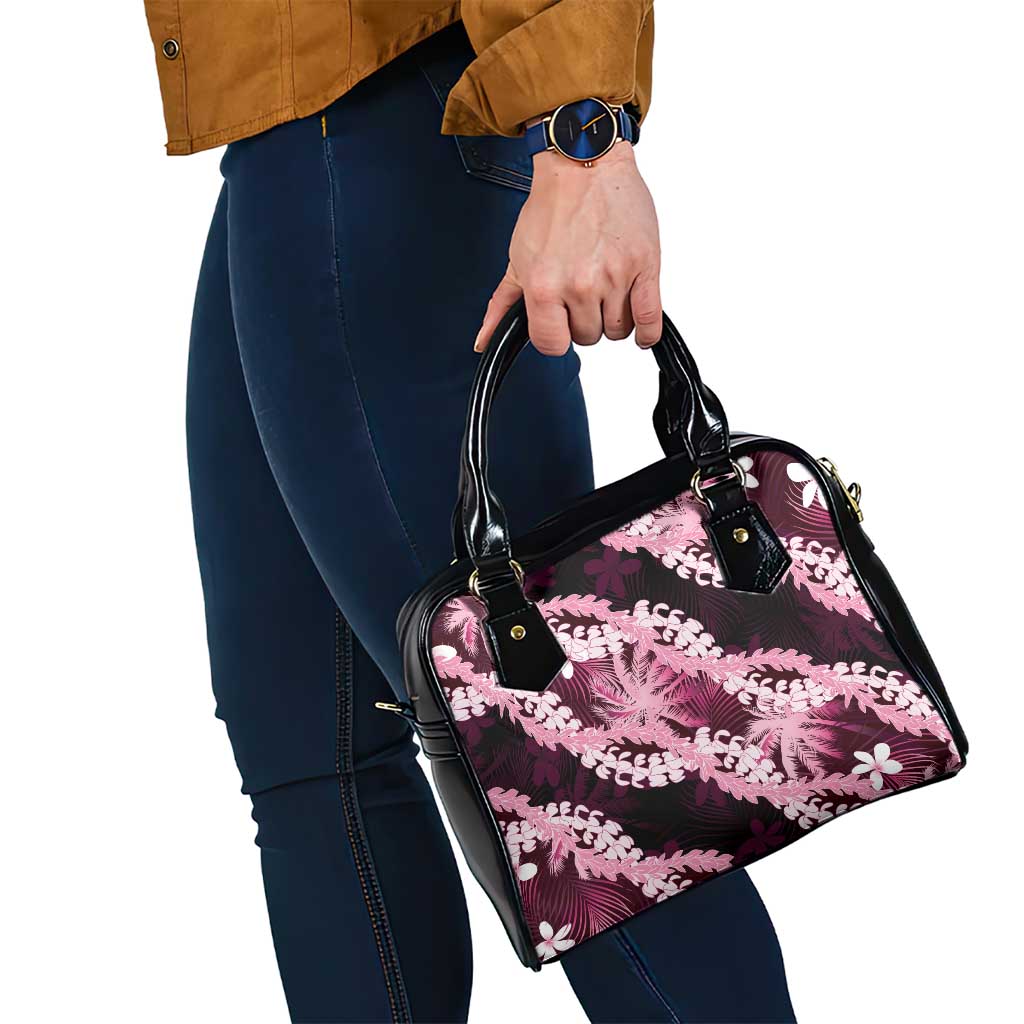Puakenikeni Maile Lei Shoulder Handbag Frangipani Pink Tropical Leaves LT01 - Polynesian Pride