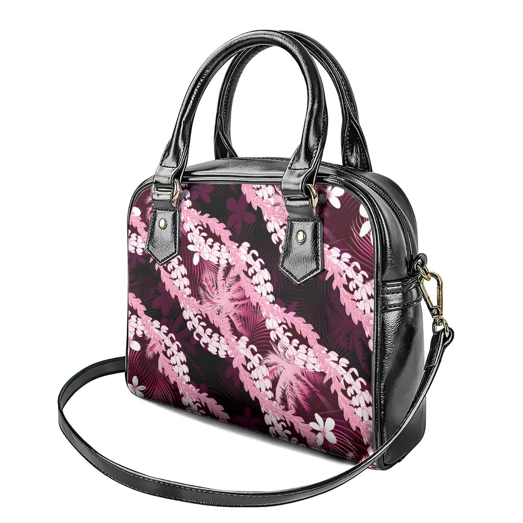 Puakenikeni Maile Lei Shoulder Handbag Frangipani Pink Tropical Leaves LT01 - Polynesian Pride
