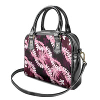 Puakenikeni Maile Lei Shoulder Handbag Frangipani Pink Tropical Leaves LT01 - Polynesian Pride